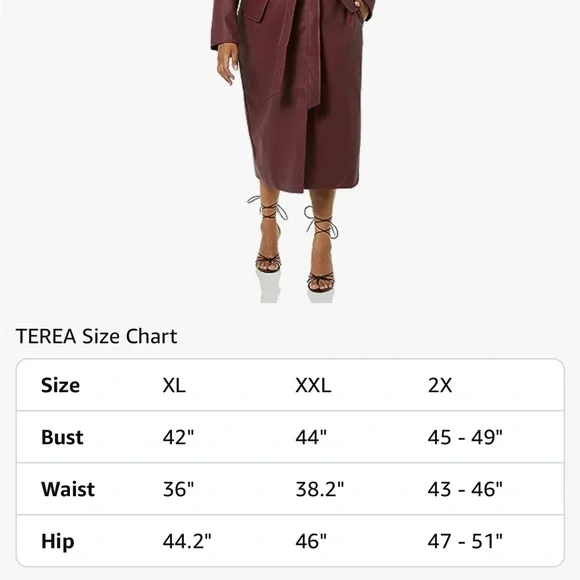 TEREA Elegant Burgundy Trench Coat NWT - Picture 9 of 9